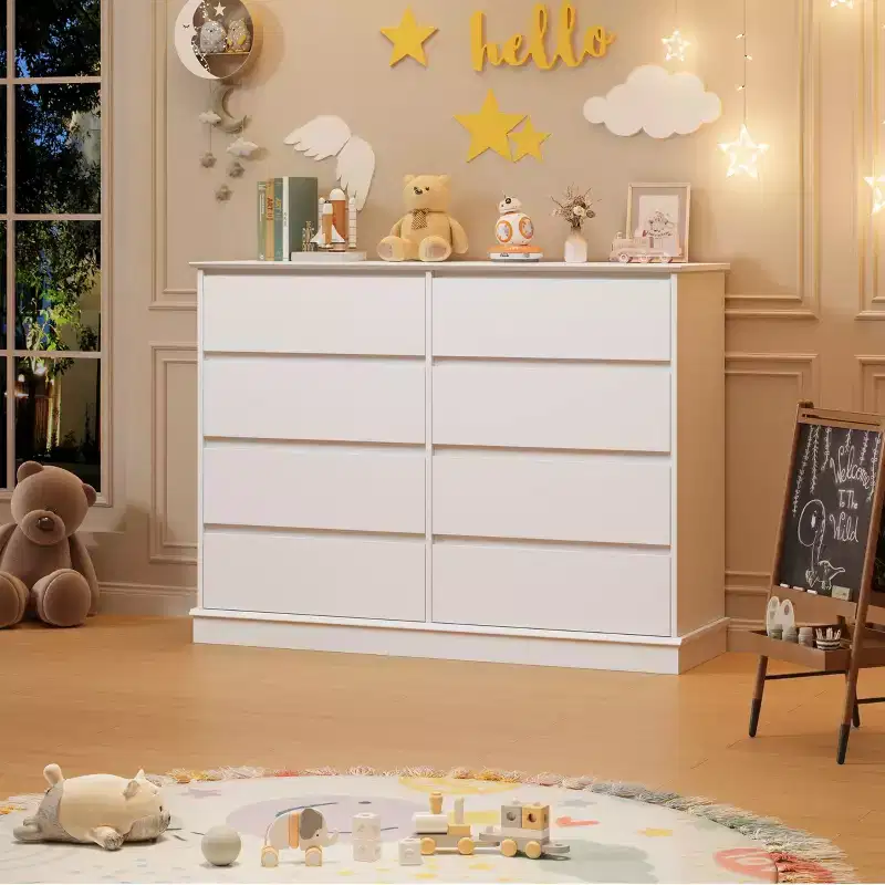 8-Drawer Dresser for Bedroom, Spacious Chest of Drawers with Deep Storage, Horizontal Wooden Double Dresser with Wide Top for Living Room