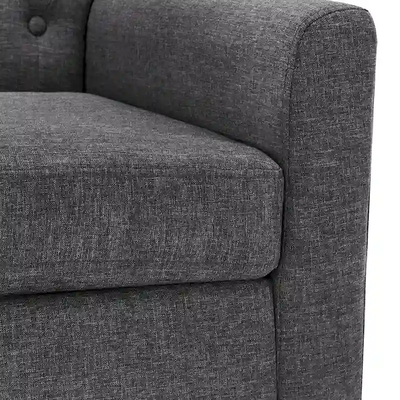 LUE BONA Mid-Century Modern Upholstered Linen Fabric Button Tufted Accent Chair Set of 2 - 28.5 W X 27.25 D X 33.75 H