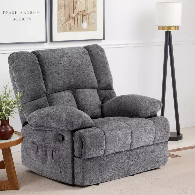 MAYEERTY Limestone Oversized Rocking Recliner Chair For Adults Living Room