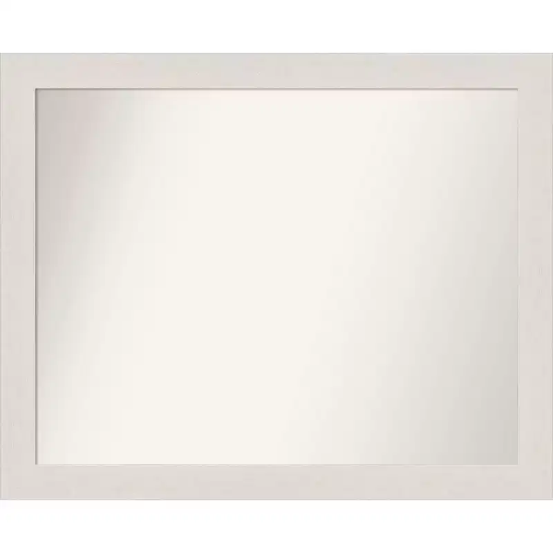 32 x 26 Rustic Plank White Narrow Bathroom Wall Mirror: Wall Mount, Polystyrene Frame - Amanti Art