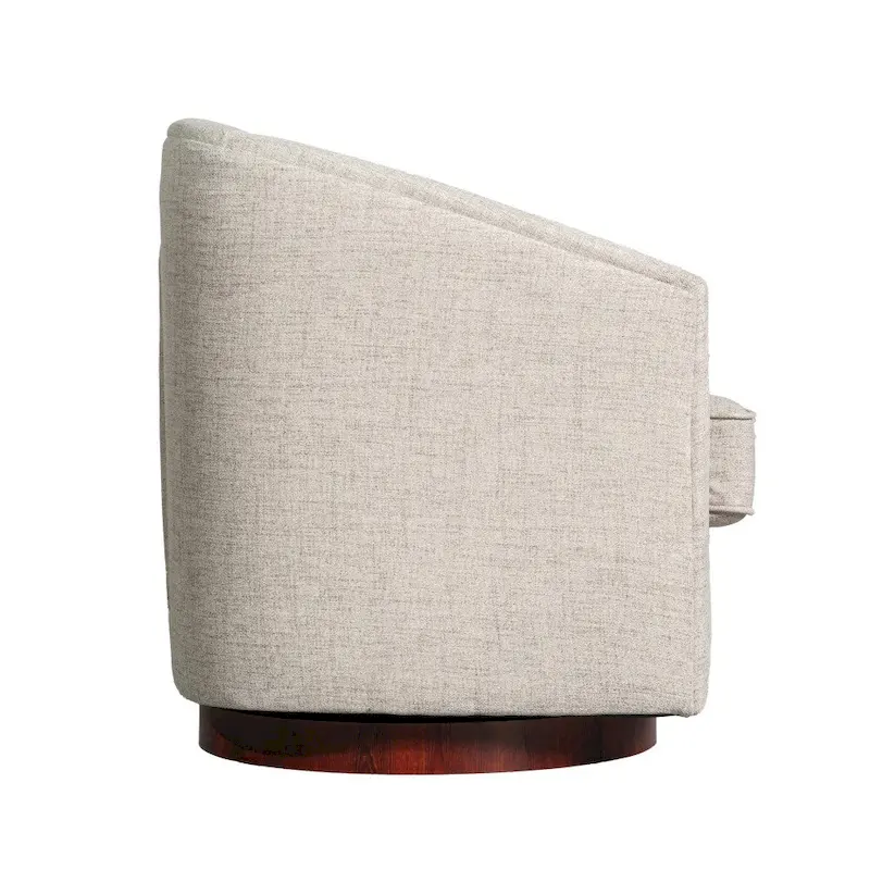 Traditional Club Style Upholstered Accent Chair with 360 Swivel Metal Base