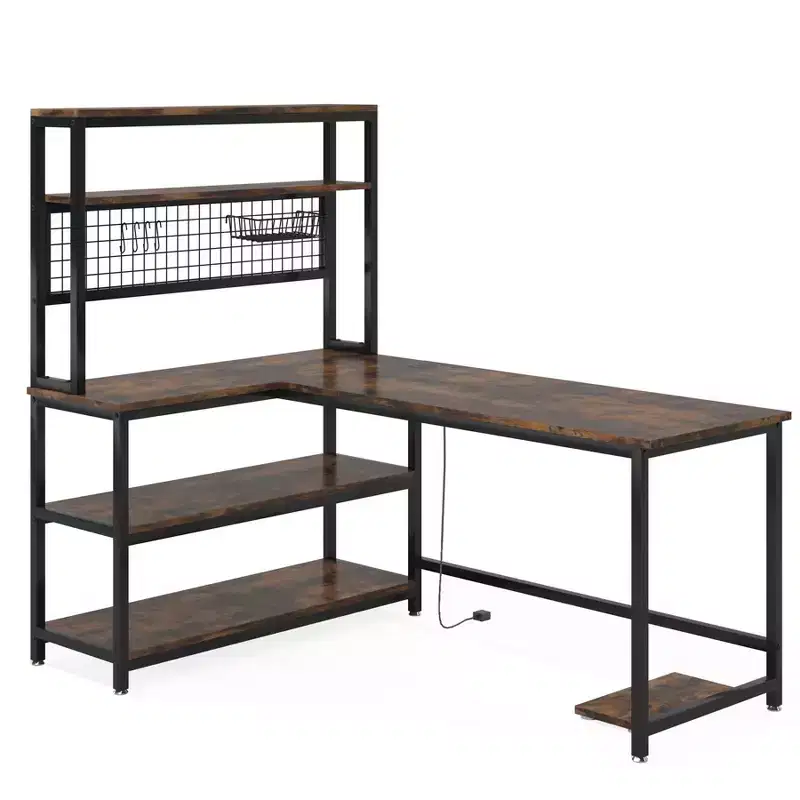 Tribesigns 55.11 Large Computer Desk with Wireless Charging and 5 Storage Shelves