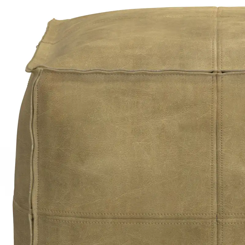WYNDENHALL Erving Boho Square Pouf in Leather