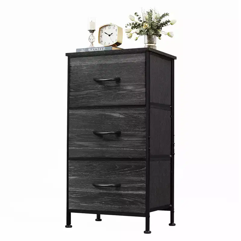 GALAXHERO Nightstand with 3 Drawers  Fabric Dresser Storage Organizer for Bedroom, Hallway, Entryway, Closets