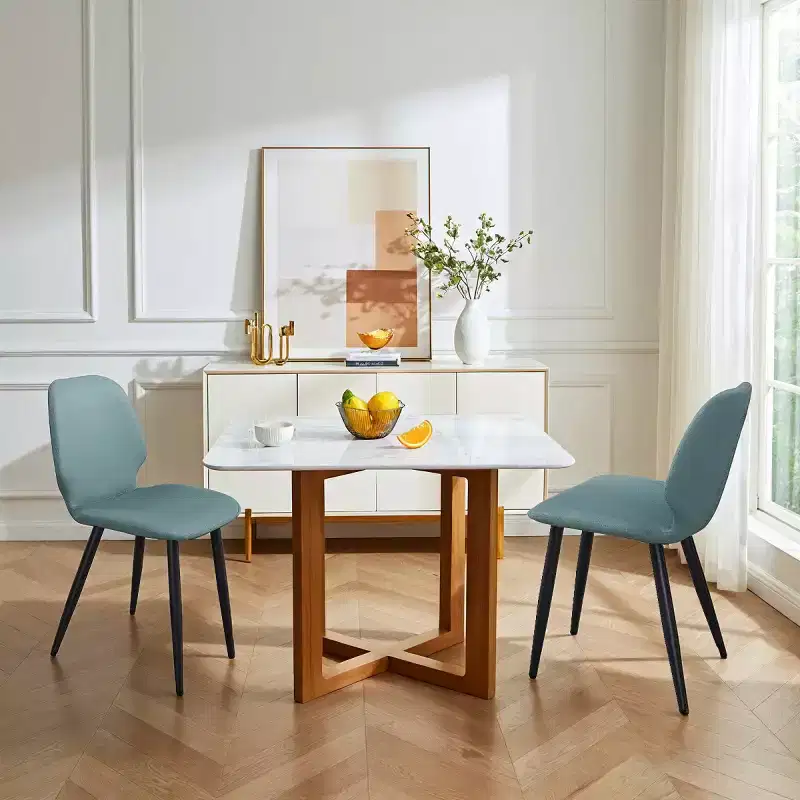 Set of 6 Upholstered Dining Chairs with Metal Legs, Modern Leather Kitchen Chairs for Dining Room, Restaurant, or Living Room-Panipeachy