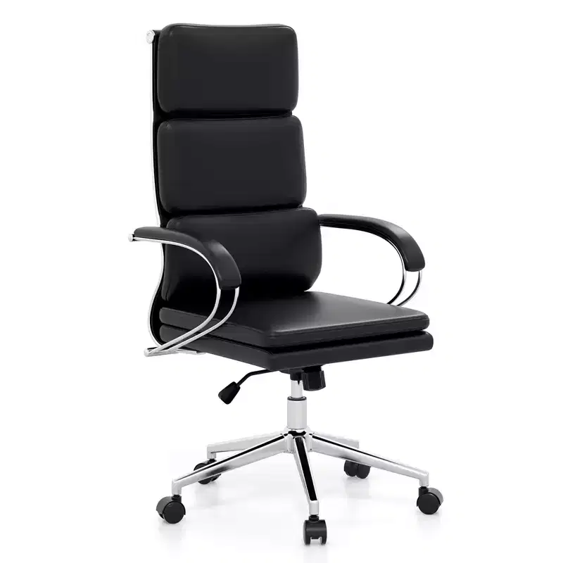 Costway Ergonomic Leather Office Chair Executive Chair w/ Adjustable Lumbar Support