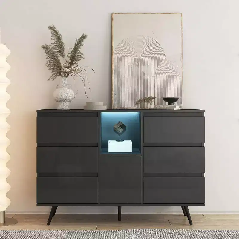 Acekool Modern Storage Cabinet, Entryway Sideboard with Drawer & Shelves, Space-Saving Accent Buffet for Hallway, Kitchen, Living Room