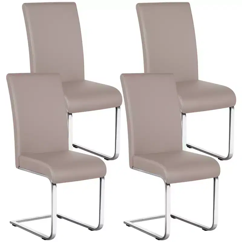 Yaheetech Set of 4 Faux Leather Dining Chairs with Metal Legs