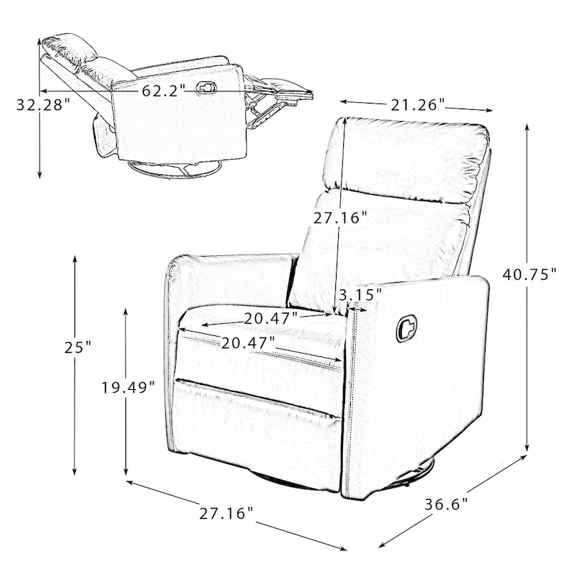 Alex Classic Manual Swivel Recliner With Sustainable Products