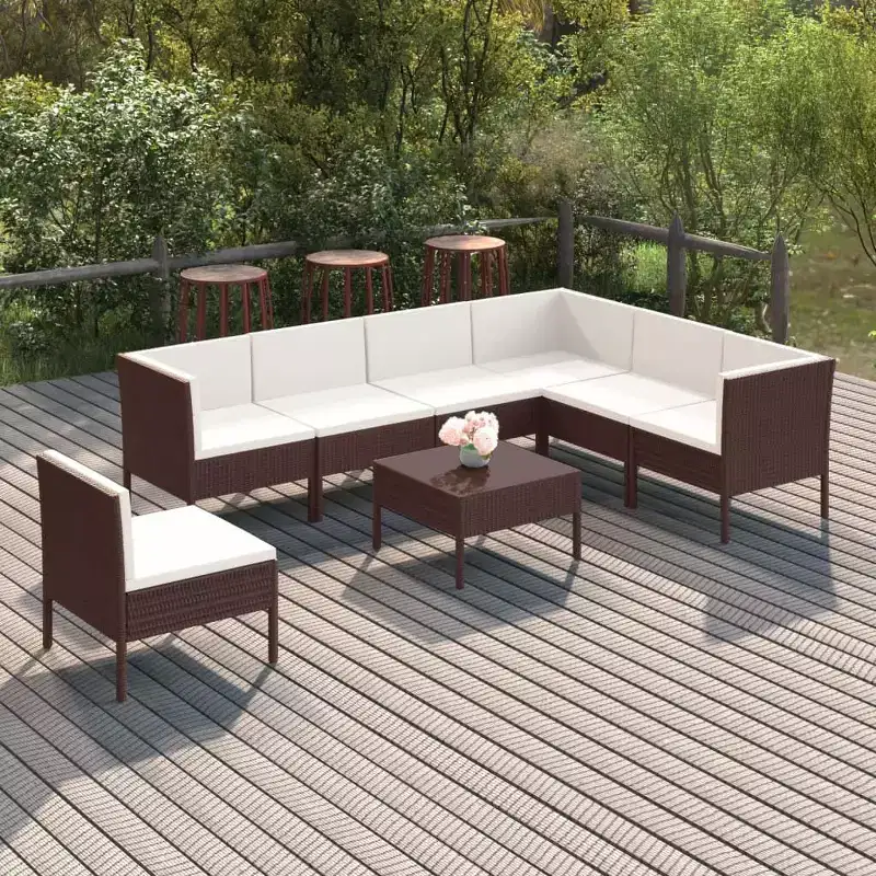 vidaXL Garden Lounge Set Brown PE rattan Large Modular