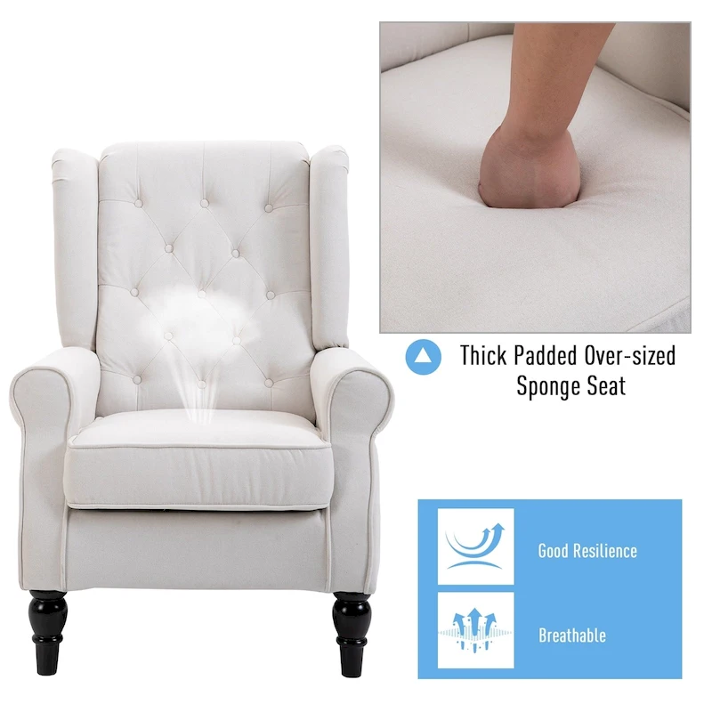 HOMCOM Copper Grove Guanta Tufted Wood Leg Accent Chair
