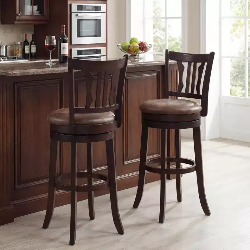 Costway 30 Bar Height Swivel Bar Stools Set of 2 w/Back & Faux Leather Seat