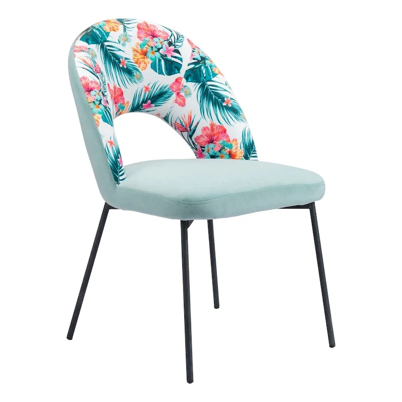 Dining Chair (Set of 2) Multicolor Print & Green - 54 x 84