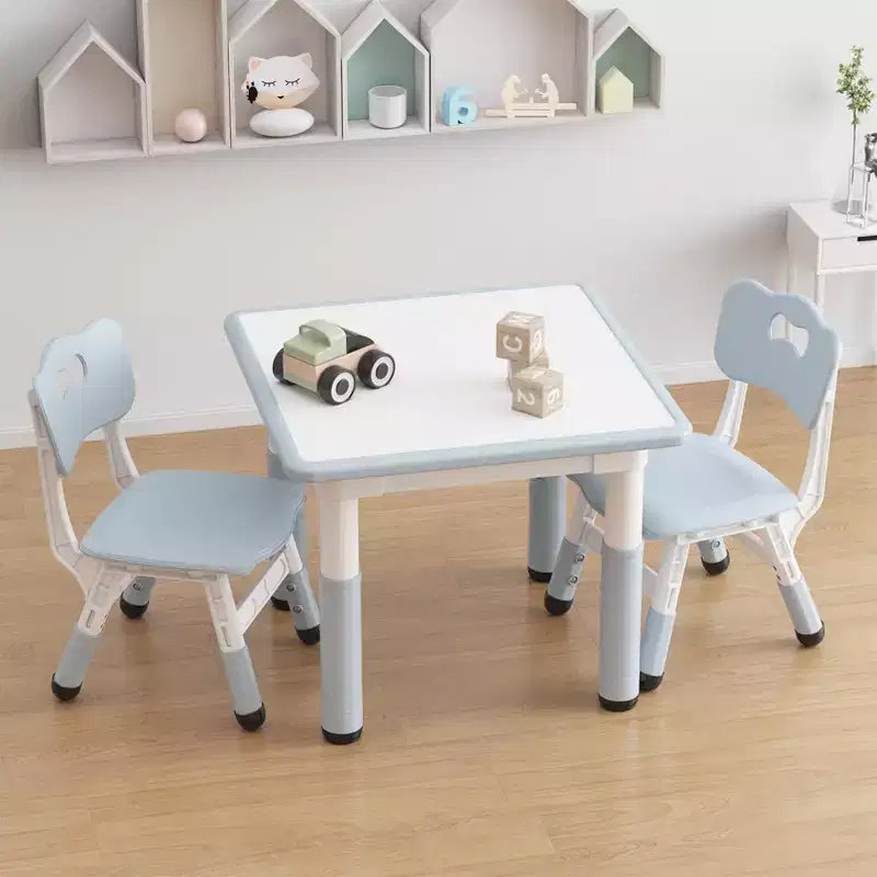 Height Adjustable Kids Table & 2 Chairs Set - Graffiti Desktop, Non-Slip Design - Perfect for Toddlers in Home Daycare & Preschool