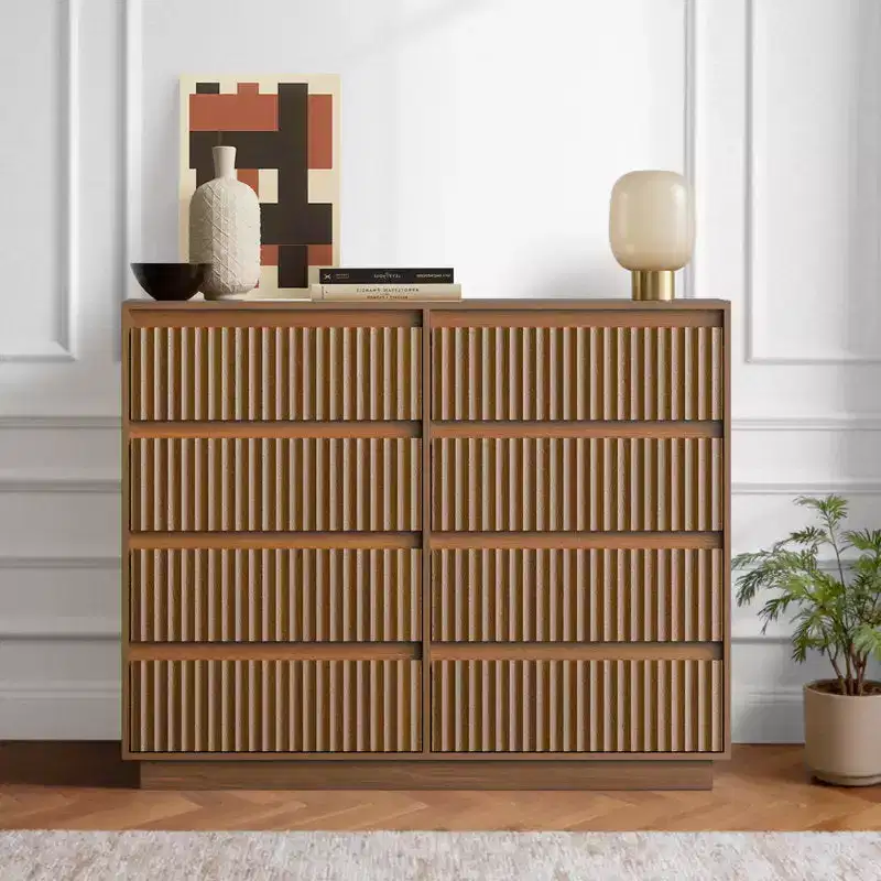KOLIGEY 8-Drawer Dresser 52W Double Dresser With Waveform Fluted Panel