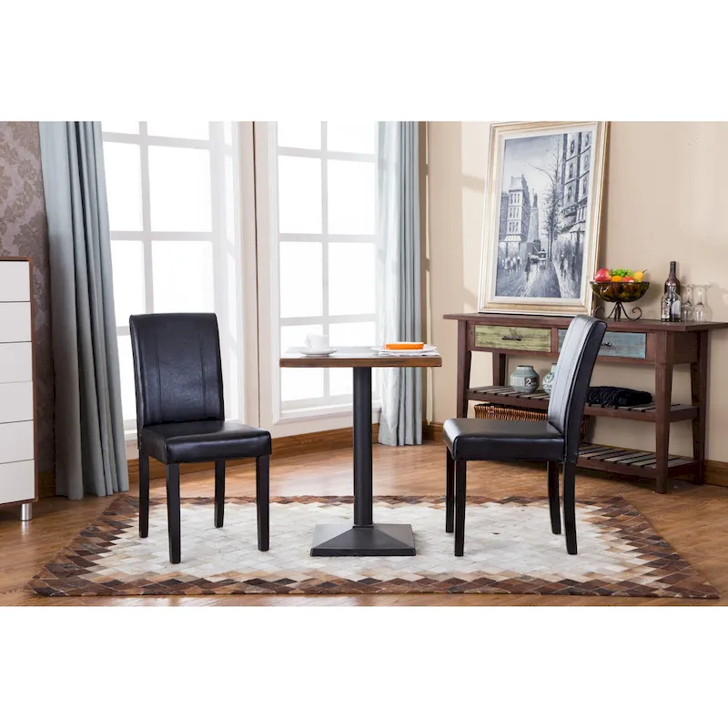 Roundhill Furniture Urban-Style Solid Wood Leatherette Small Padded Parson Chairs (Set of 2)