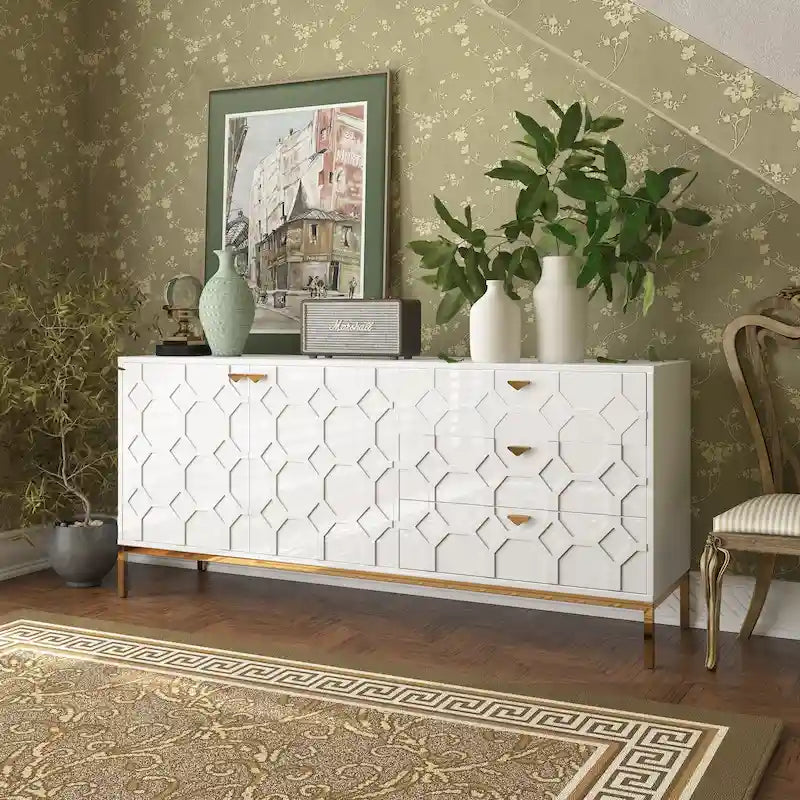 2-Door Accent Cabinet with 3 Drawer Dressers
