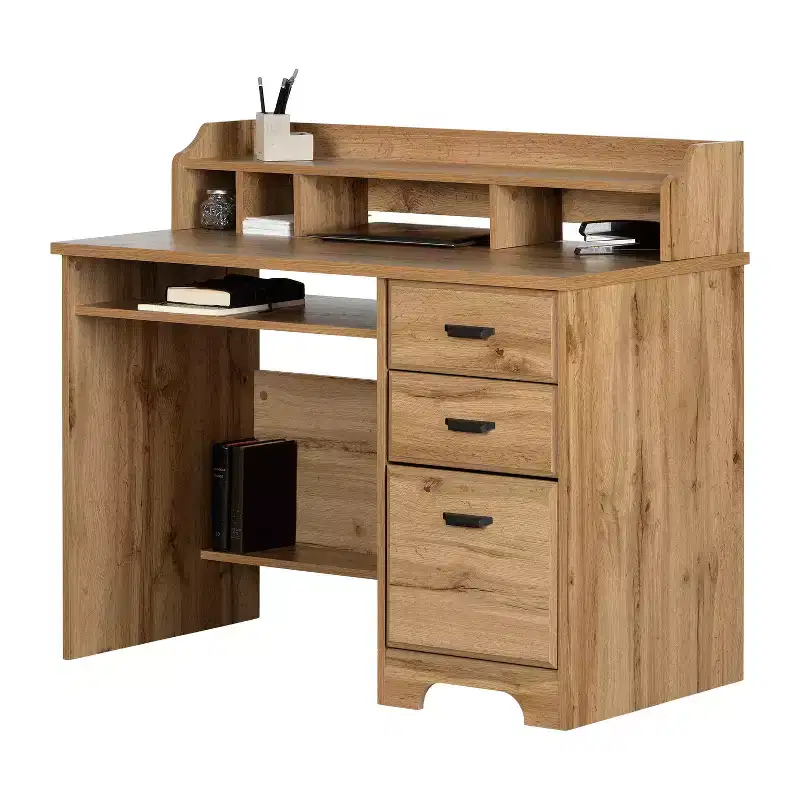 HomeStock 29.5 in.H Brown Color Paper Laminate Computer Desks with Open Storage Shelf