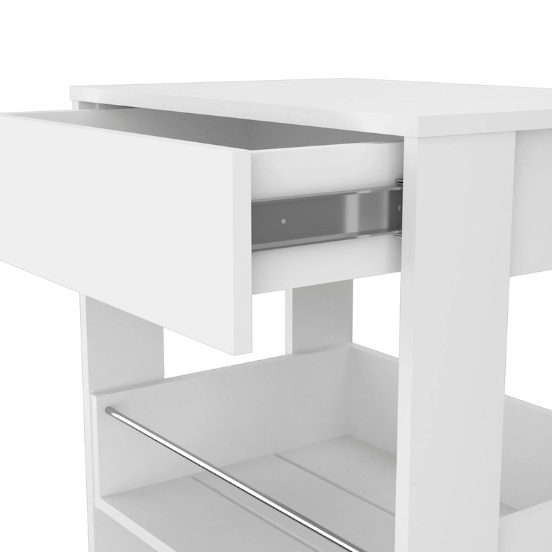 FM Furniture Gladiolus Kitchen Island, Two Cabinets, Three Open Shelves