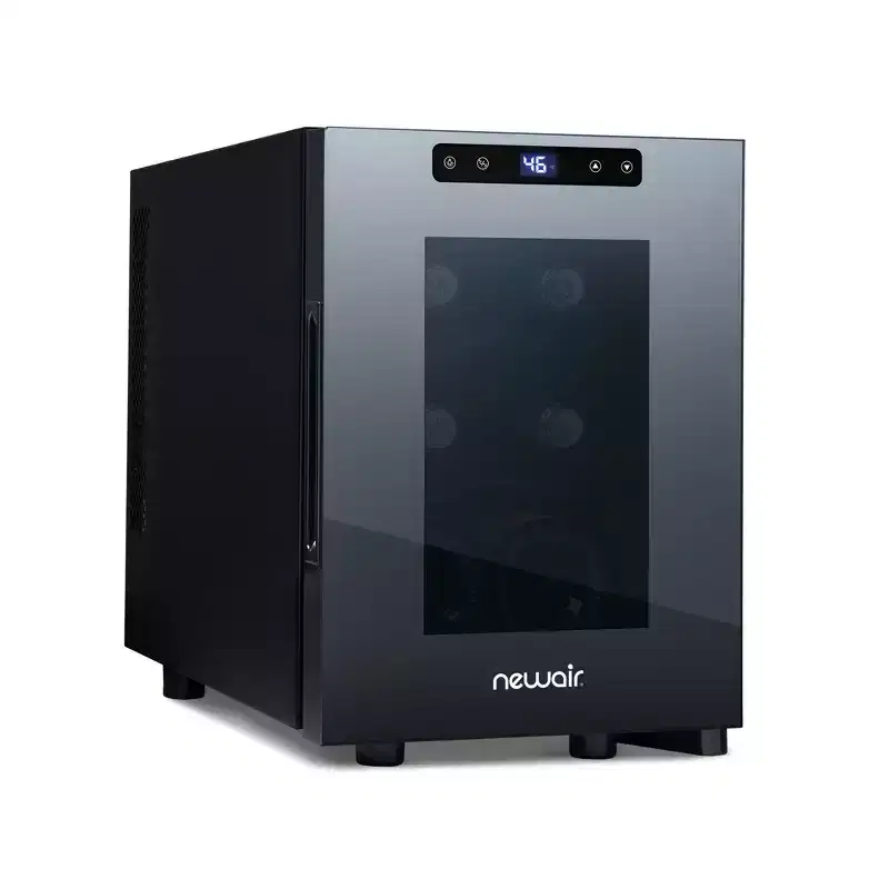 Newair 6-Bottle 10.2 Black Freestanding Countertop Wine Fridge