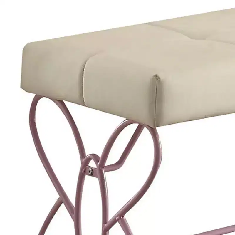 Priya II 32" Ottomans and Benches White/Light Purple - Acme Furniture: Tufted Upholstered Rectangle with Metal Frame