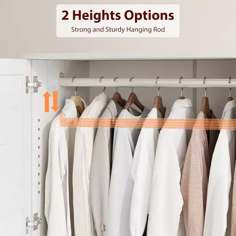 COZONY 72 Wooden Armoire Wardrobe with 4 Doors, Freestanding Closet with Hanging Rod & 18 Adjustable Shelves for Bedroom Clothing Storage