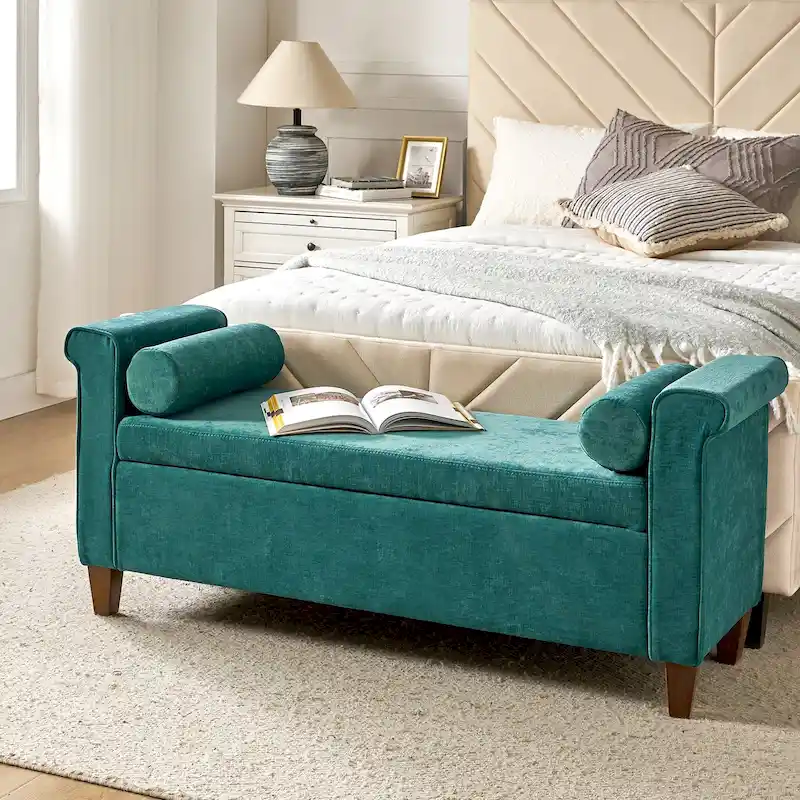 Rita 54.3 Wide Traditional Storage Bench with 2 Pillows by HULALA HOME