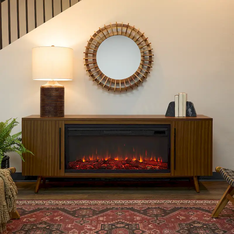 Morris Electric 72 Fireplace TV Stand in Vintage Black Maple by