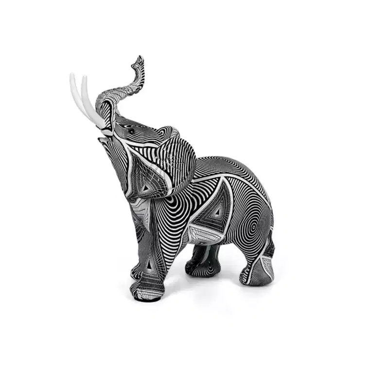 Colorful Resin Elephant Figurine - Water Transfer Printed Home Decor