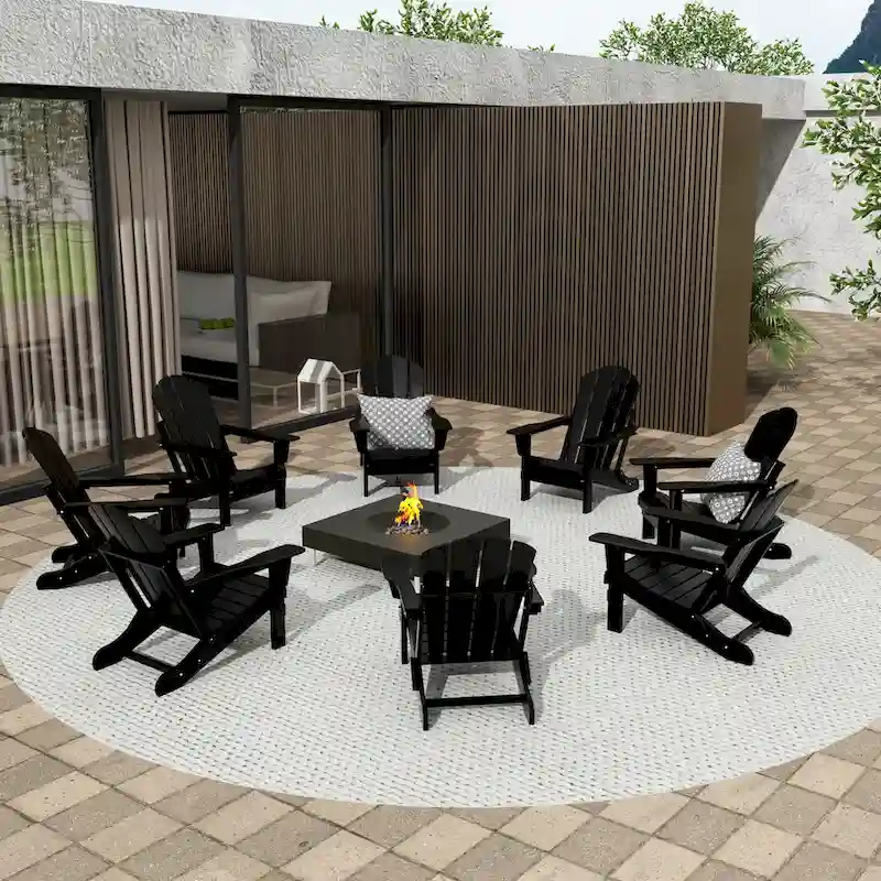 Polytrends Laguna Hdpe All Weather Outdoor Patio Foldable Adirondack Chairs (Set Of 8)