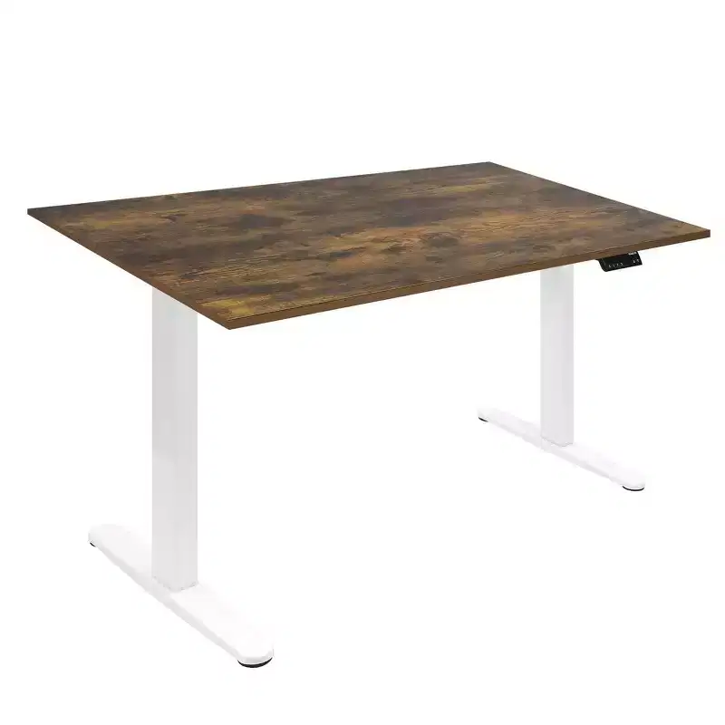 Mount-It! Dual Motor Electric Standing Desk with 55 Tabletop, Oak & White