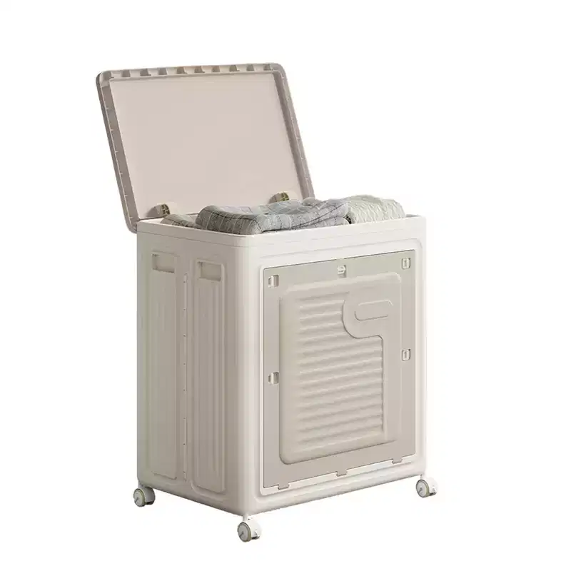 Rolling Laundry Hamper With Lid, Clothes Storage Box Household 123L Large Clothes Capacity Flip Clothing Quilt Storage Box Bedroom Foldable