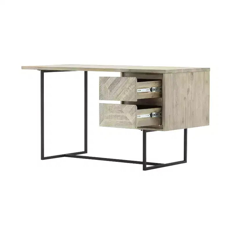 HomeStock 30 in.H Black Color Metal Writing Desks with Open Storage Shelf