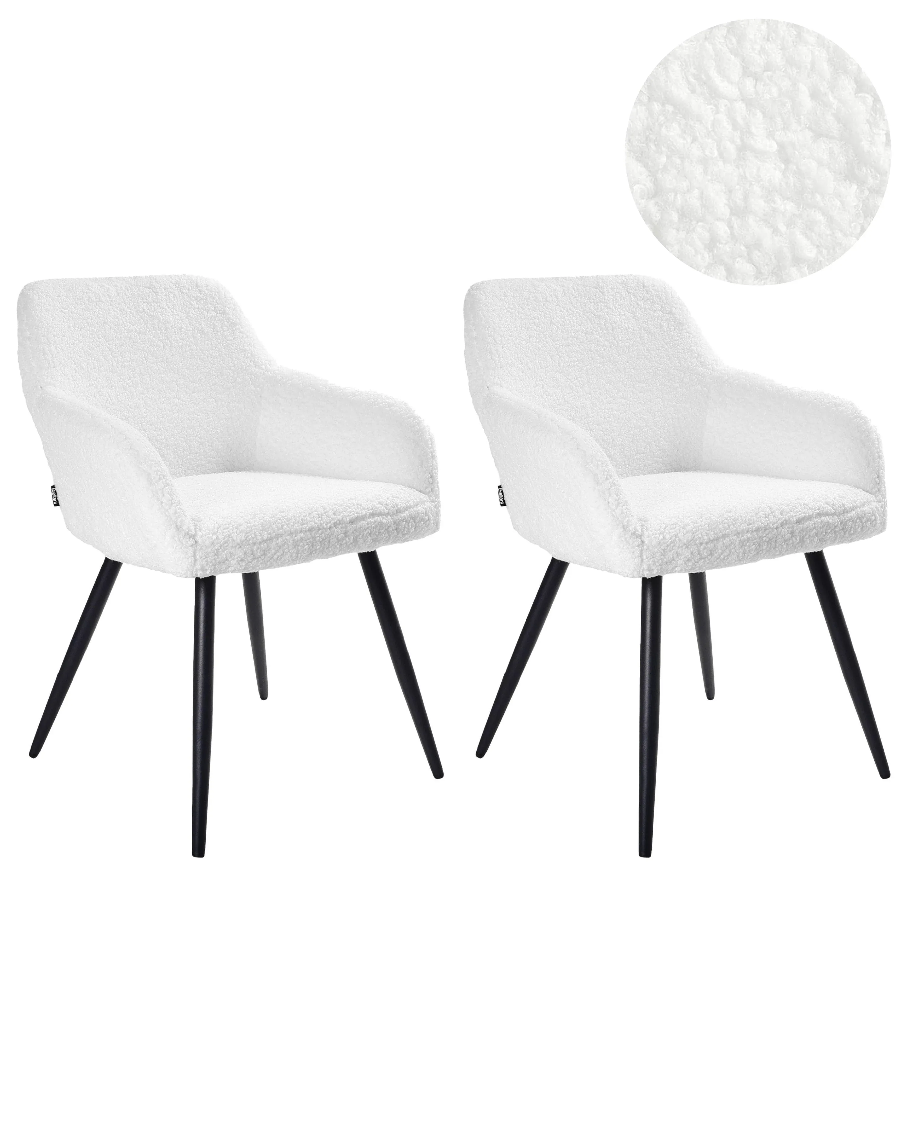 Set di 2 sedie da pranzo Bouclé Bianco sporco