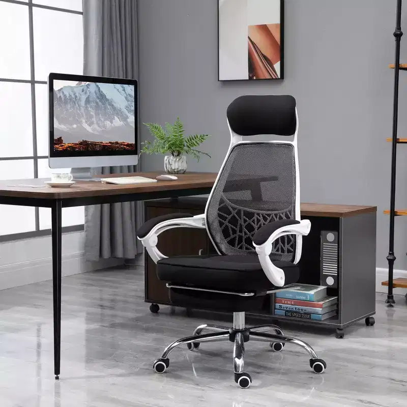 Vinsetto Ergonomic High Back Mesh Office Chair Swivel Reclining Computer Desk Chair with Retractable Footrest, Headrest, Padded Armrest
