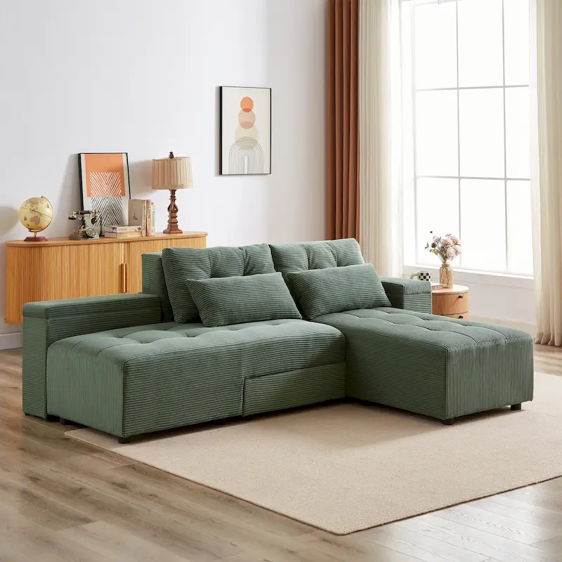 Emerson Modular Corduroy 3-Seater Sofa with Storage and Customizable Design