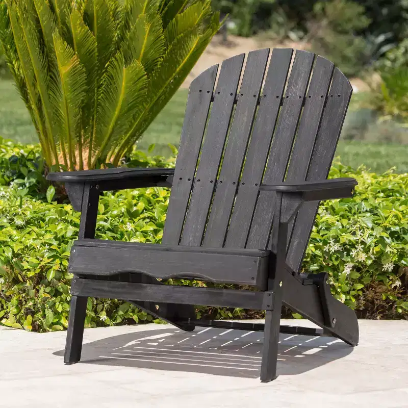 TUYOHW Rustic Patio Adirondack Chair,Premium Acacia Accent Chair for Porch,Garden & Backyard,Outdoor Lounge Chair,300lbs Capacity