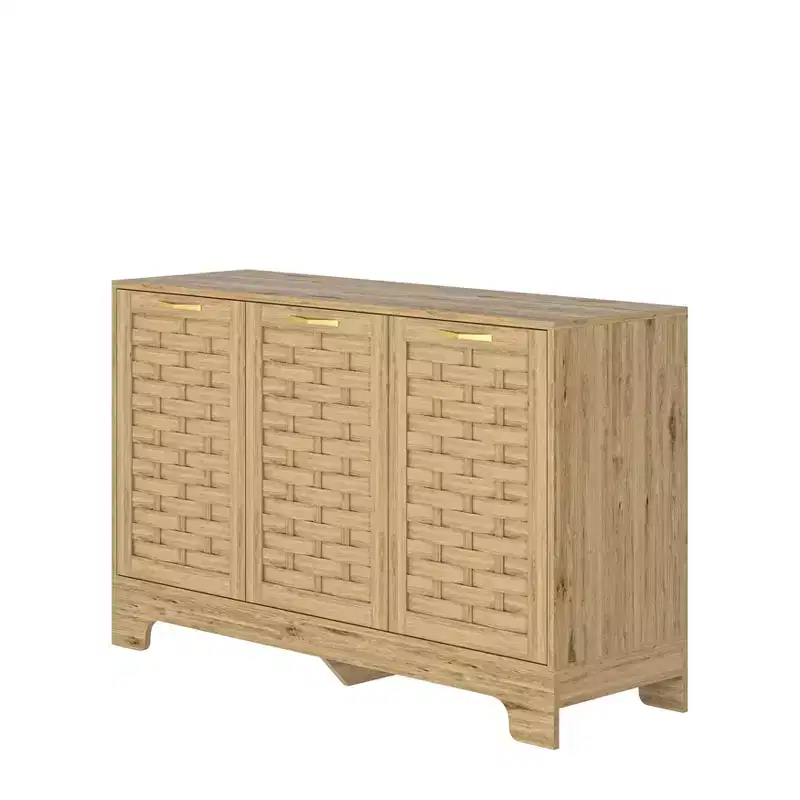 GDFStudio Francis Farmhouse 3 Doors 47.24W Wood Storage Buffet Sideboard/Cabinet with Adjustable Shelf