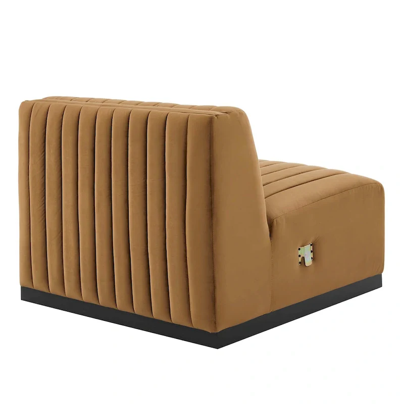 Channel Tufted Velvet Upholstered Sofa