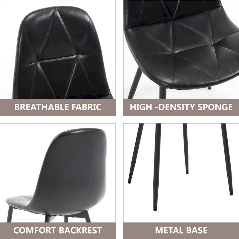 Dining Chairs Set of 4 with Metal Legs and High Back