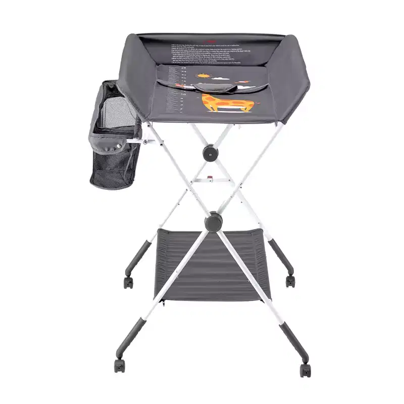 VEVOR Baby Changing Table, Foldable Diaper Change Station with Side Basket,Lockable Wheels, Multi-Functional Storage Organizer Nursery,Dark Gray