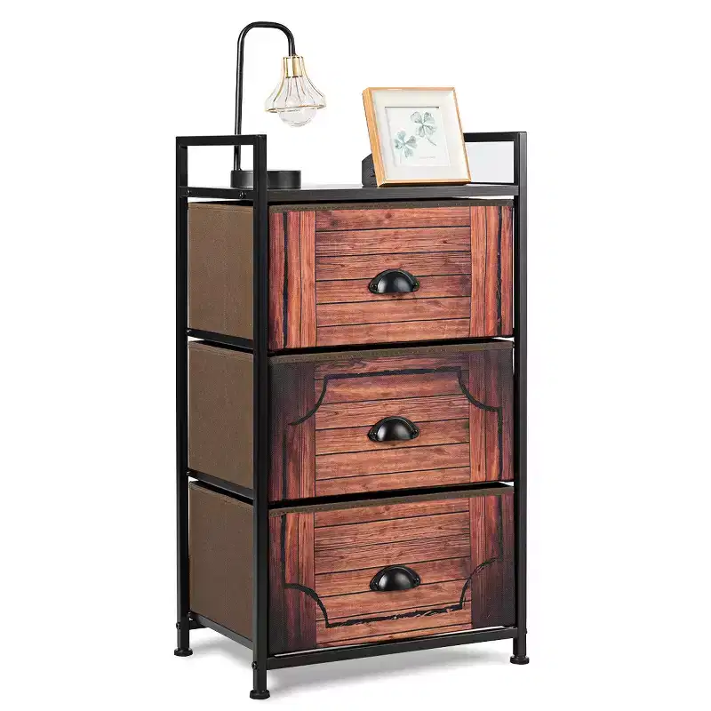 3 Drawer Fabric Dresser Storage Sturdy Steel Frame Closet