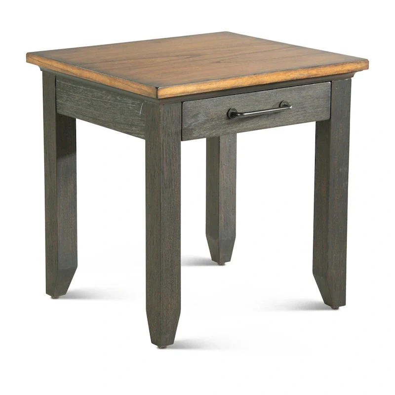 Two-Tone Finish 1-Drawer Wooden Side Table