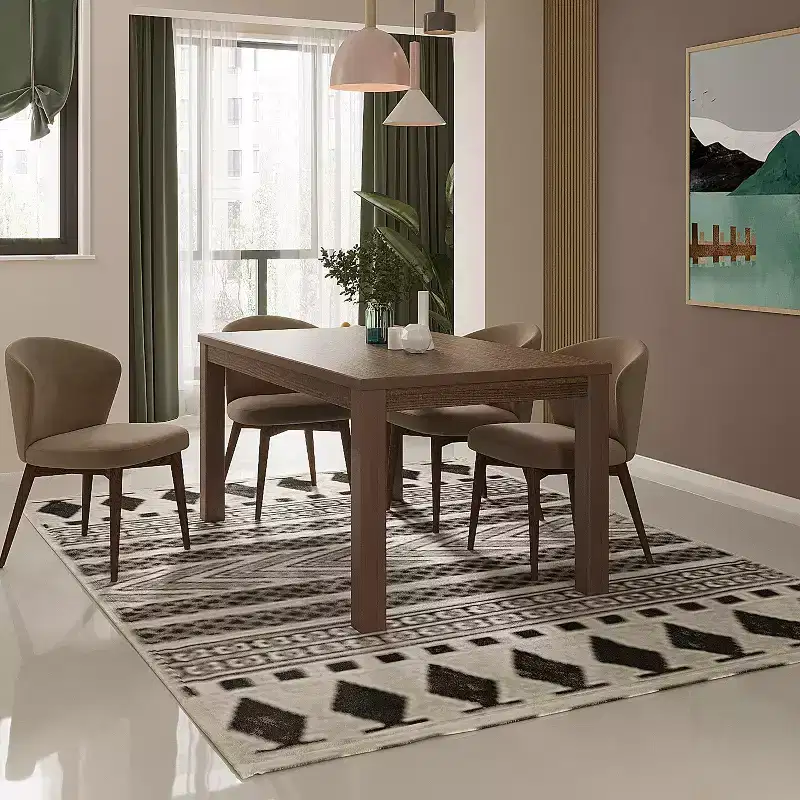 Espresso/Gray/White Rectangular Wood Dining Table, Seats 6