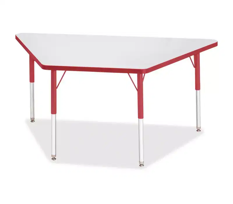 Jonti-Craft Berries Adult Height Gray Laminate Trapezoid Table 30 x 60 in Red