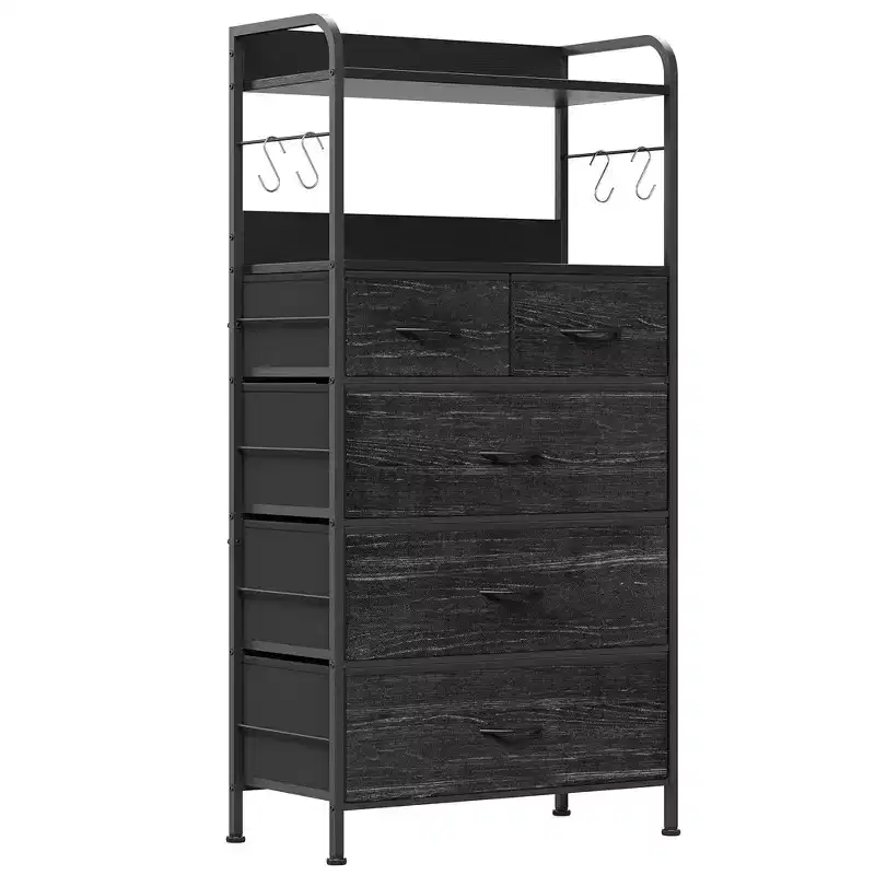 Dresser for Bedroom with 5 Drawers, Small Dressers & Chests of Drawers, Vertical Fabric Tower Drawer Organizer Unit