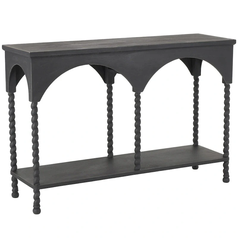 Wood Arched 1 Shelf Console Table - Black -