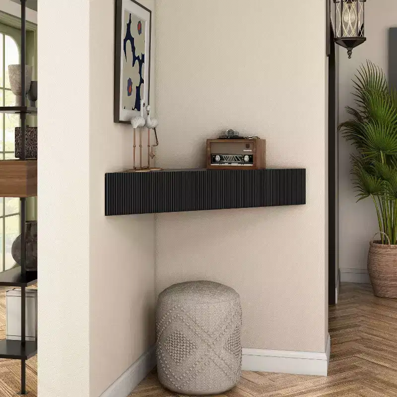 Mid-Century Modern 3-Shelf Corner Floating Console TV Stand for TVs up to 50