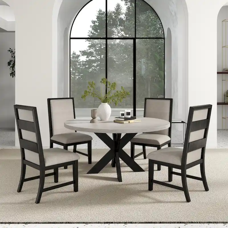 Gates 5-Piece Round Dining Set, Light Gray
