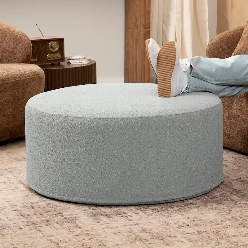 Jaxx Candler Round Couch Ottoman Large Coffee Table & Foot Rest